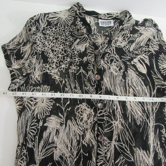 Chico's Black Floral Print Sheer Top - Picture 6 of 7